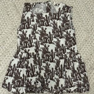 Kate Quinn Brown and White Cactus Print tank, 4T